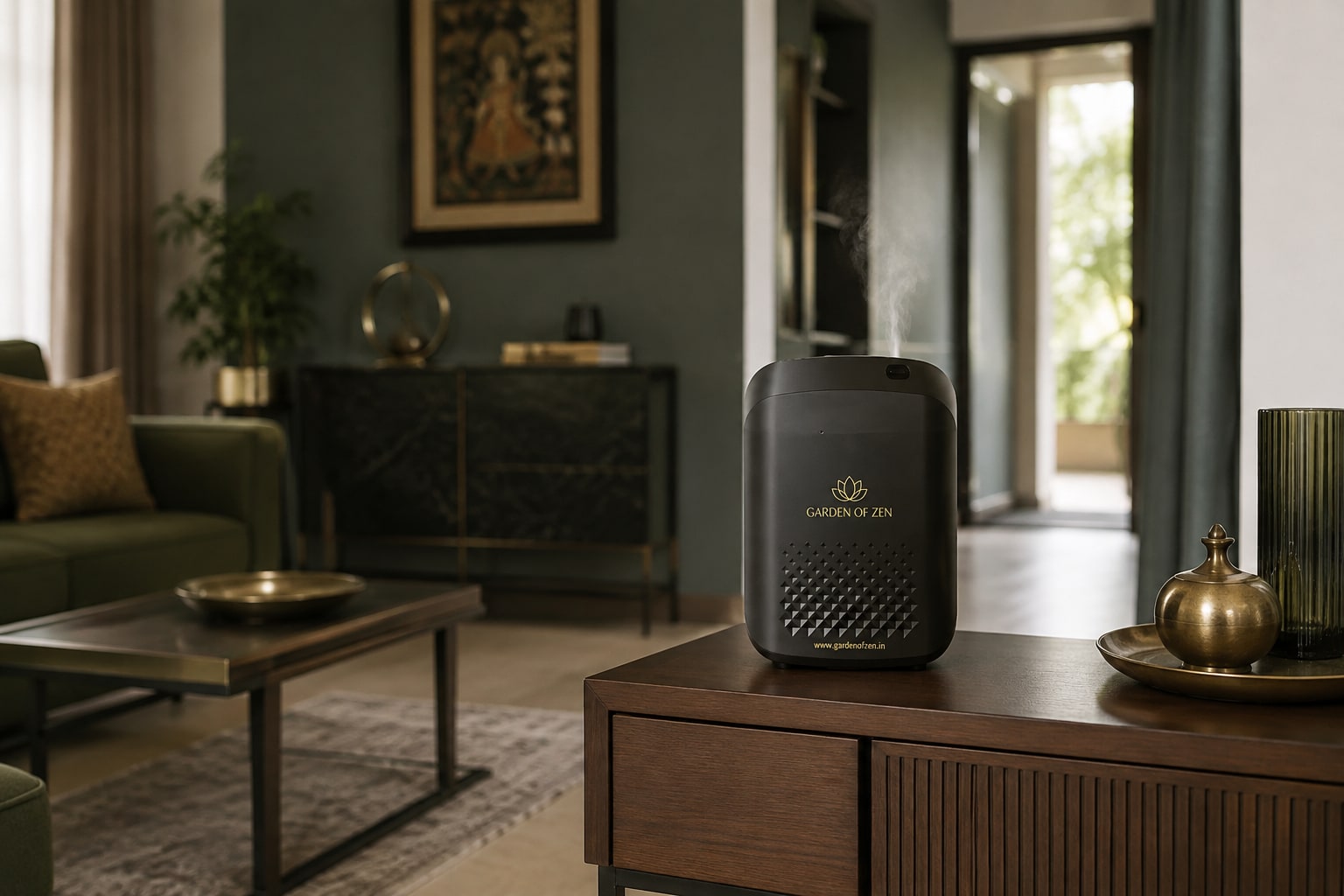 GOZ Mist positioned discreetly where room air can distribute fragrance