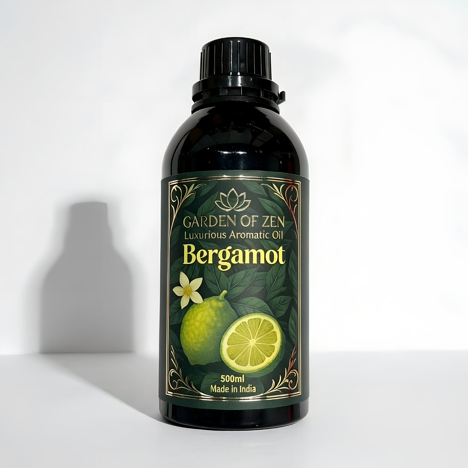 Bergamot aromatic oil bottle (500ml) on white