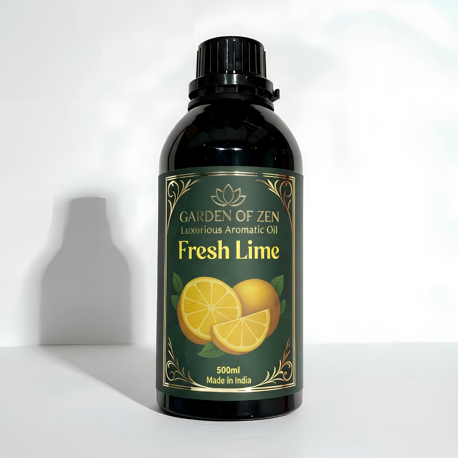 Fresh Lime aromatic oil bottle (500ml) on white
