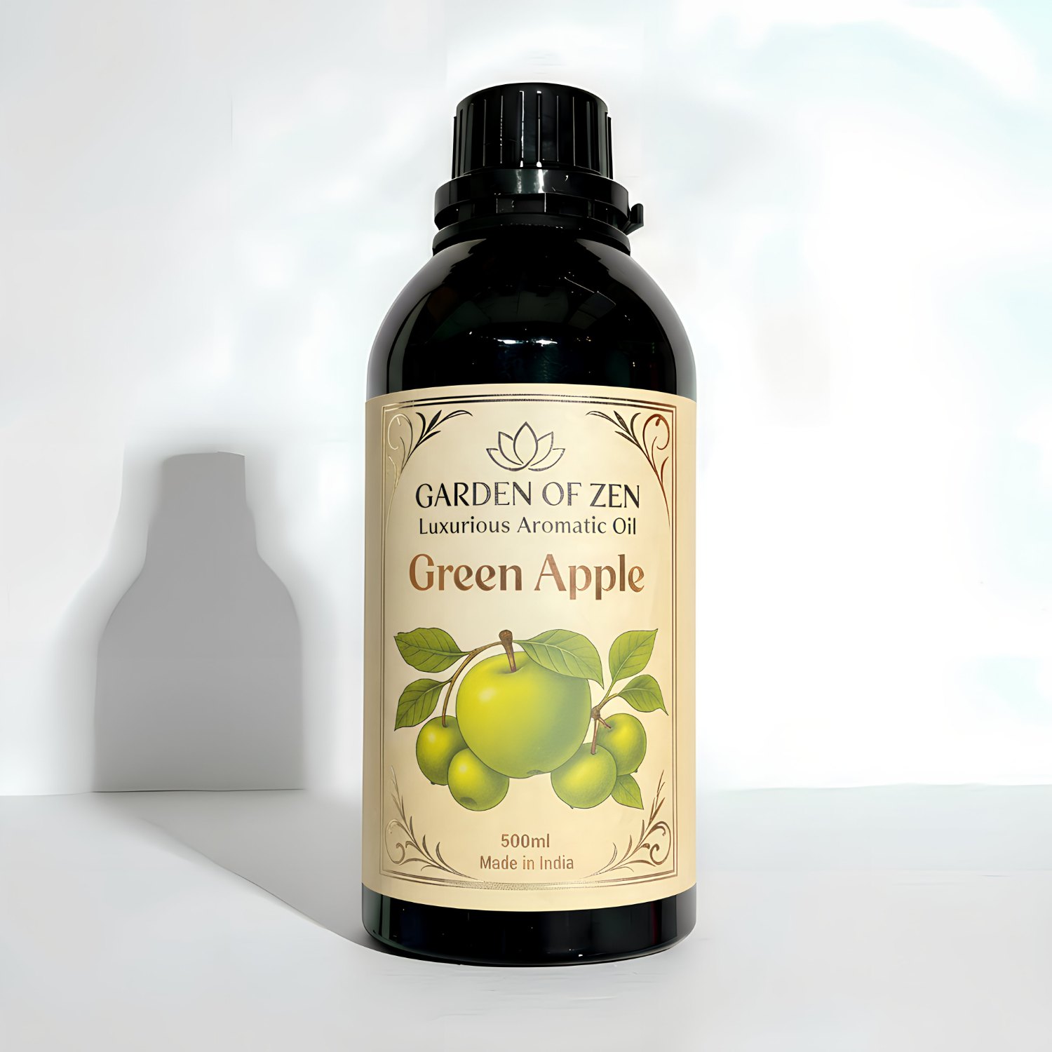 Green Apple aromatic oil bottle (500ml) on white