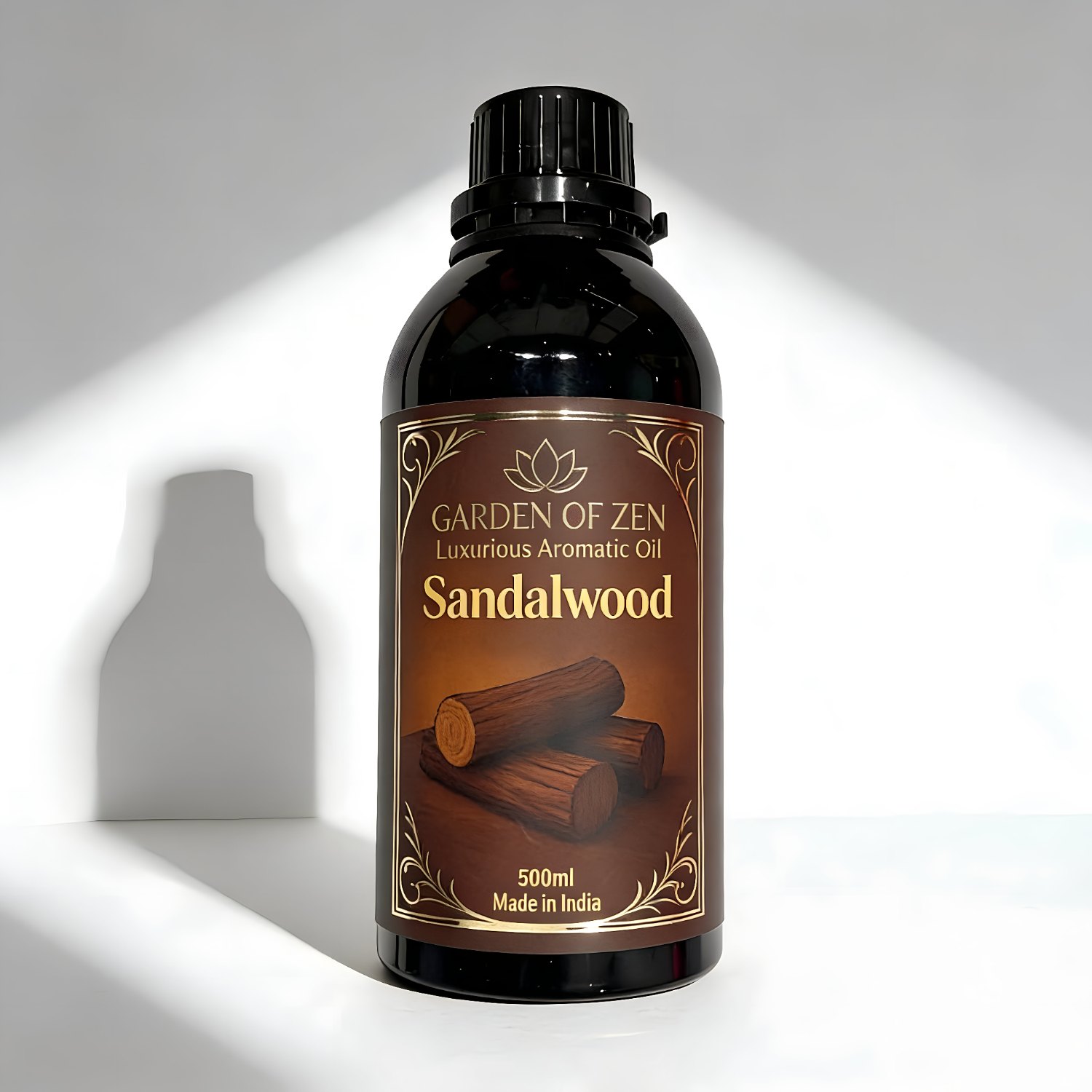 Sandalwood aromatic oil bottle (500ml) on white