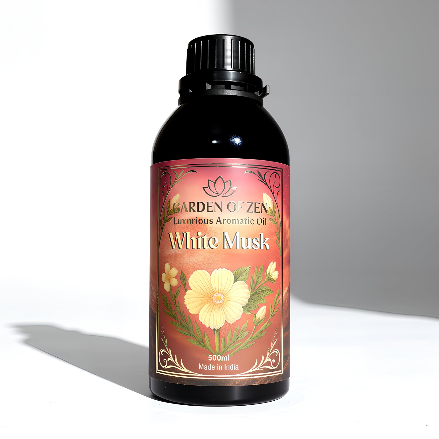 White Musk aromatic oil bottle (500ml) on white